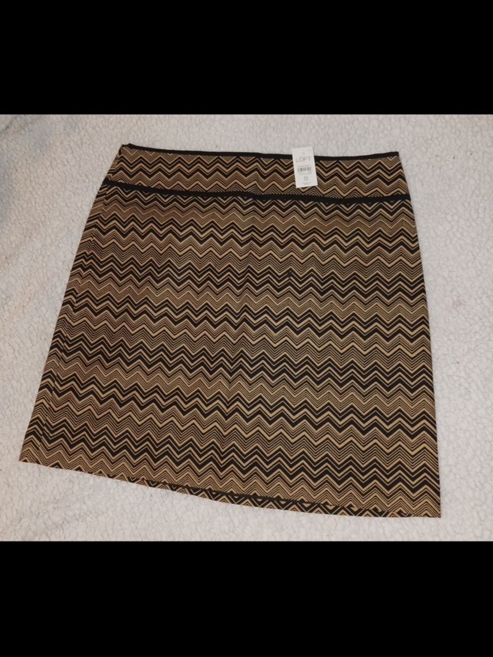 LOFT Chevron Midi  Skirt in Brown and Black